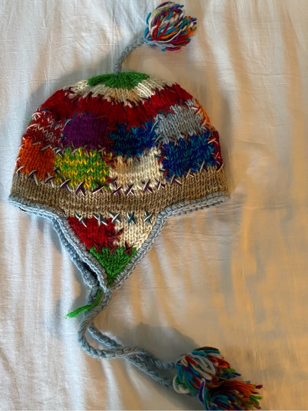 Earth Divas Hat Fair Trade Made Nepal Wool Earflap Beanie Fleece Lined Boho